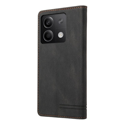 For Xiaomi Redmi Note 13 5G Skin Feel Anti-theft Brush Horizontal Flip Leather Case with Holder(Black) - Note 13 Cases by buy2fix | Online Shopping UK | buy2fix
