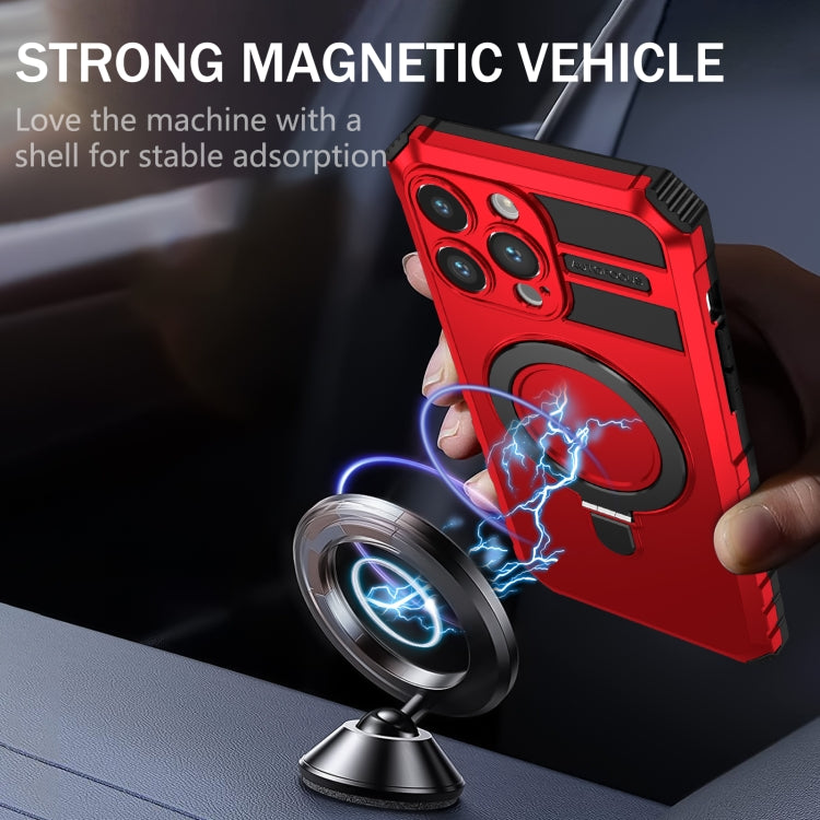 For iPhone 15 Pro MagSafe Magnetic Holder Phone Case(Red) - iPhone 15 Pro Cases by buy2fix | Online Shopping UK | buy2fix