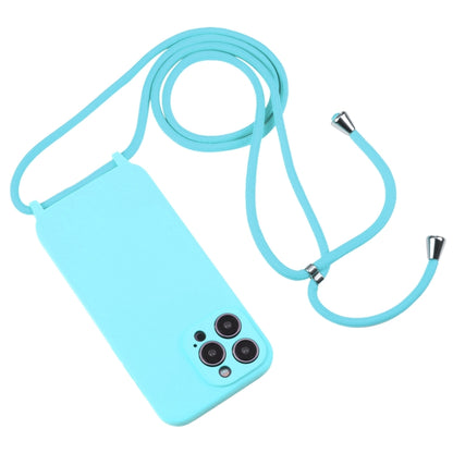 For iPhone 16 Crossbody Lanyard Liquid Silicone Case(Ice Blue) - iPhone 16 Cases by buy2fix | Online Shopping UK | buy2fix