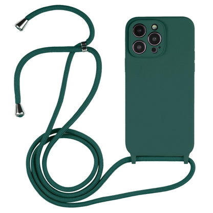 For iPhone 16 Pro Crossbody Lanyard Liquid Silicone Case(Pine Needle Green) - iPhone 16 Pro Cases by buy2fix | Online Shopping UK | buy2fix