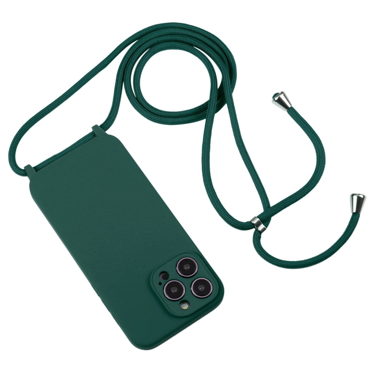 For iPhone 16 Pro Max Crossbody Lanyard Liquid Silicone Case(Pine Needle Green) - iPhone 16 Pro Max Cases by buy2fix | Online Shopping UK | buy2fix