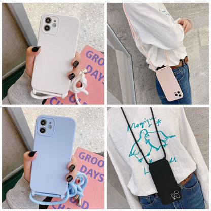 For iPhone 16 Crossbody Lanyard Liquid Silicone Case(White) - iPhone 16 Cases by buy2fix | Online Shopping UK | buy2fix