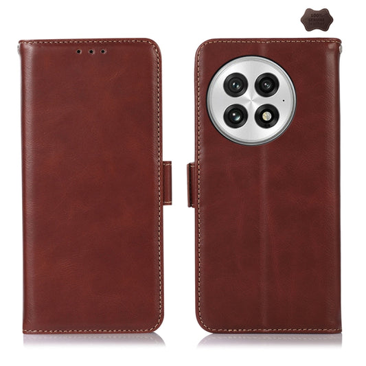 For OnePlus Nord 13 Magnetic Crazy Horse Texture Genuine Leather RFID Phone Case(Brown) - OnePlus Cases by buy2fix | Online Shopping UK | buy2fix