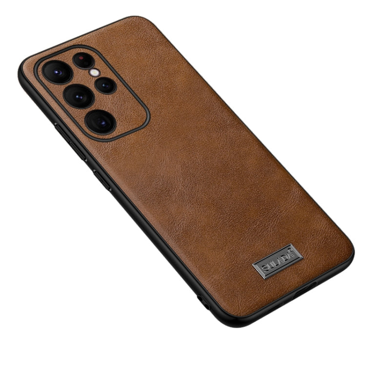 For Samsung Galaxy S23 Ultra 5G SULADA Shockproof TPU Hybrid Handmade Leather Phone Case(Brown) - Galaxy S23 Ultra 5G Cases by SULADA | Online Shopping UK | buy2fix