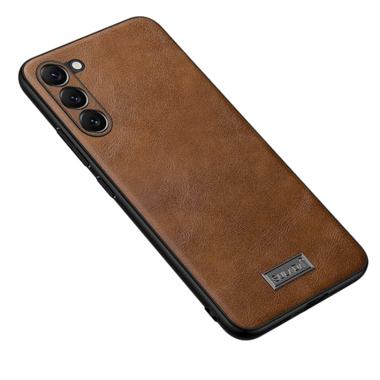 For Samsung Galaxy S23+ 5G SULADA Shockproof TPU Hybrid Handmade Leather Phone Case(Brown) - Galaxy S23+ 5G Cases by SULADA | Online Shopping UK | buy2fix