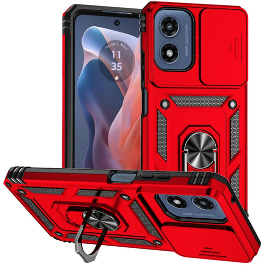 For Motorola Moto G Play 5G 2024 Sliding Camshield Holder Phone Case(Red) - Motorola Cases by buy2fix | Online Shopping UK | buy2fix