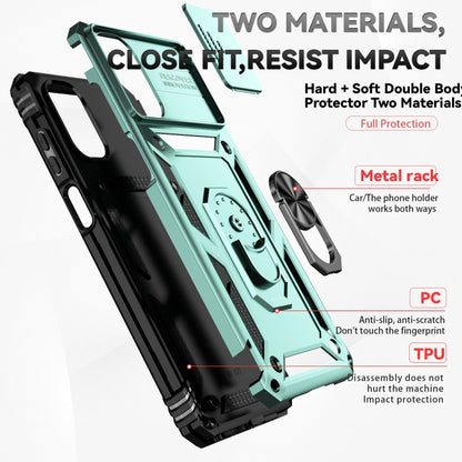 For Motorola Moto G22 5G / Moto G Play 2024 Sliding Camshield Holder Phone Case(Dark Green) - Motorola Cases by buy2fix | Online Shopping UK | buy2fix