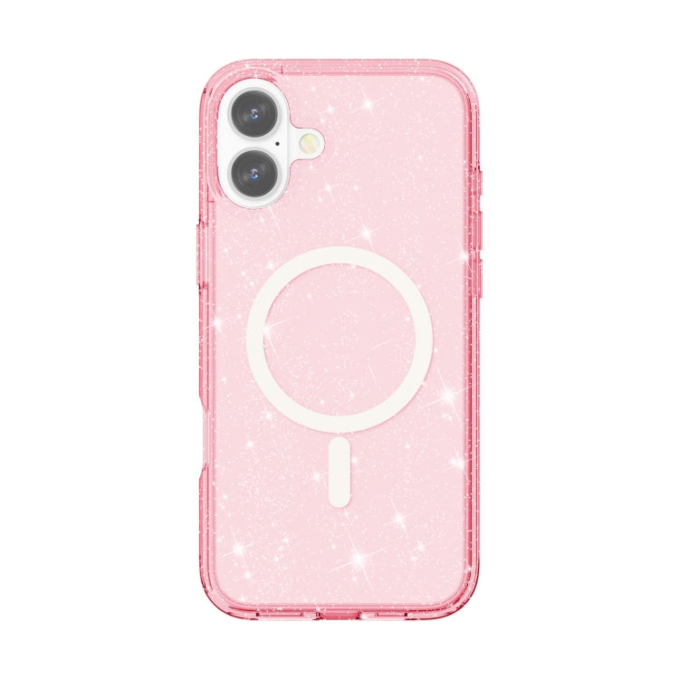 For iPhone 16 Plus Terminator Style Glitter Powder MagSafe Magnetic Phone Case(Pink) - iPhone 16 Plus Cases by buy2fix | Online Shopping UK | buy2fix