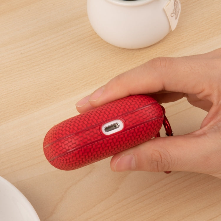 For AirPods Pro Woven Skin Texture PC TWS Earphone Protective Case(Red) - For AirPods Pro by buy2fix | Online Shopping UK | buy2fix