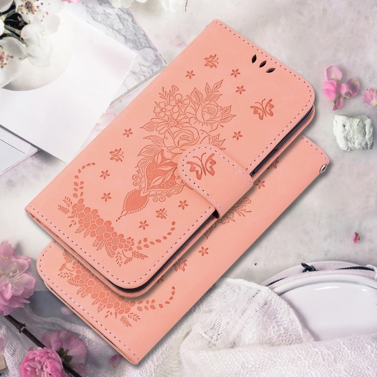 For Motorola Moto G Play 4G 2024 Butterfly Rose Embossed Leather Phone Case(Pink) - Motorola Cases by buy2fix | Online Shopping UK | buy2fix