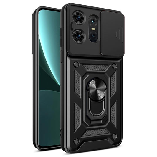 For Motorola Edge 50 Pro Global Sliding Camera Cover Design TPU Hybrid PC Phone Case(Black) - Motorola Cases by buy2fix | Online Shopping UK | buy2fix