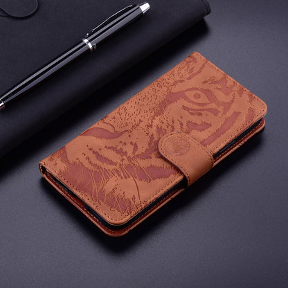 For Xiaomi Redmi Note 13 4G Global Tiger Embossing Pattern Leather Phone Case(Brown) - Note 13 Cases by buy2fix | Online Shopping UK | buy2fix