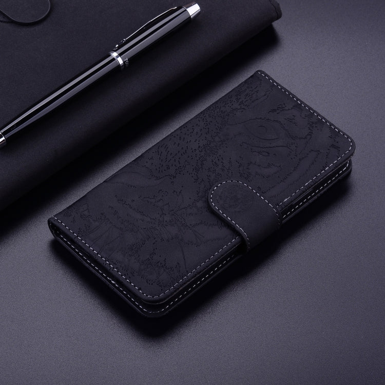 For Xiaomi Poco M6 Pro 4G Tiger Embossing Pattern Leather Phone Case(Black) - Xiaomi Cases by buy2fix | Online Shopping UK | buy2fix