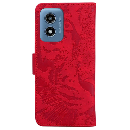 For Motorola Moto G Play 4G 2024 Tiger Embossing Pattern Leather Phone Case(Red) - Motorola Cases by buy2fix | Online Shopping UK | buy2fix