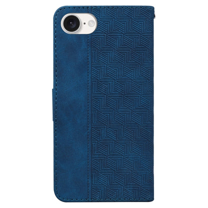 For iPhone SE 2024 Geometric Embossed Leather Phone Case(Blue) - More iPhone Cases by buy2fix | Online Shopping UK | buy2fix