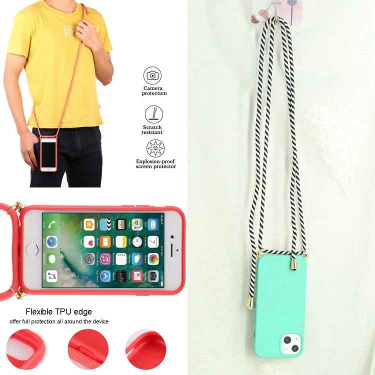 For iPhone 16 Pro Wheat Straw TPU Shockproof Phone Case with Neck Lanyard(Green) - iPhone 16 Pro Cases by buy2fix | Online Shopping UK | buy2fix