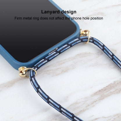 For iPhone 16 Plus Wheat Straw TPU Shockproof Phone Case with Neck Lanyard(Blue) - iPhone 16 Plus Cases by buy2fix | Online Shopping UK | buy2fix