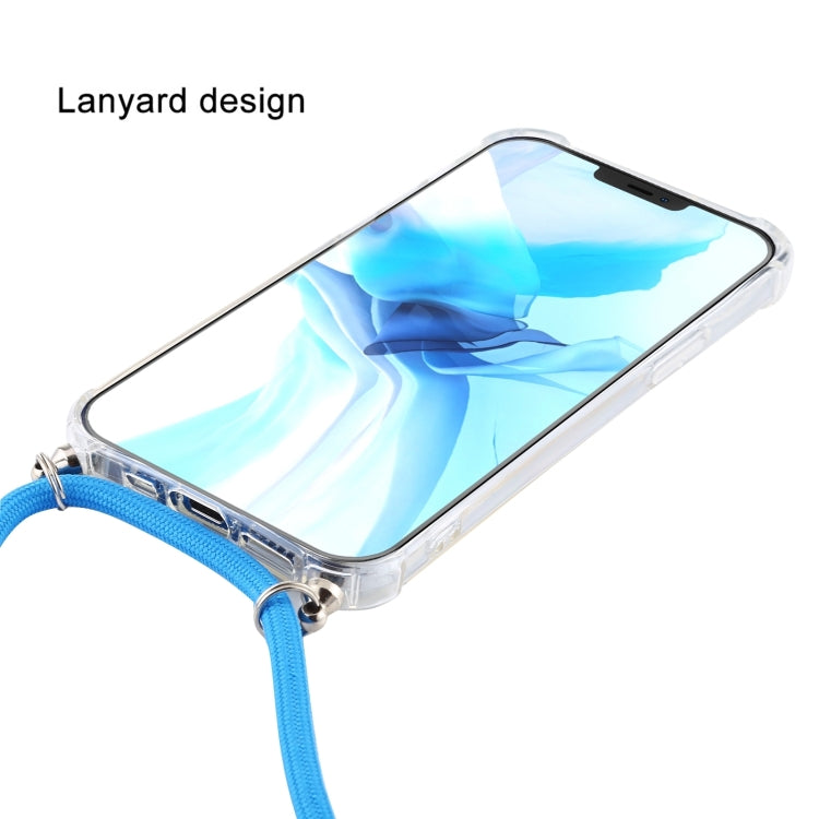 For iPhone 16 Four-Corner Shockproof Transparent TPU Case with Lanyard(Grey Yellow) - iPhone 16 Cases by buy2fix | Online Shopping UK | buy2fix