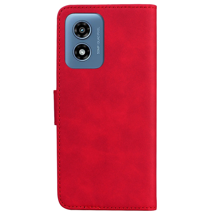 For Motorola Moto G Play 4G 2024 Skin Feel Pure Color Flip Leather Phone Case(Red) - Motorola Cases by buy2fix | Online Shopping UK | buy2fix