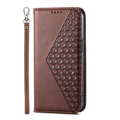 For Xiaomi 14 Ultra Cubic Grid Calf Texture Magnetic Leather Phone Case(Brown) - 14 Ultra Cases by buy2fix | Online Shopping UK | buy2fix