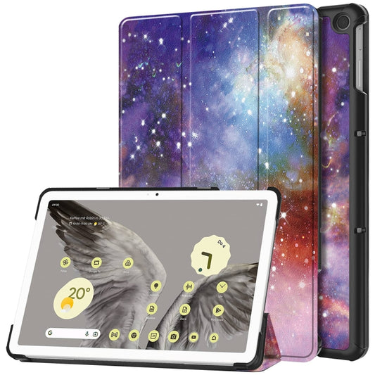 For Google Pixel Tablet Custer Painted 3-Fold Holder Smart Leather Tablet Case(Milky Way Nebula) - Google by buy2fix | Online Shopping UK | buy2fix