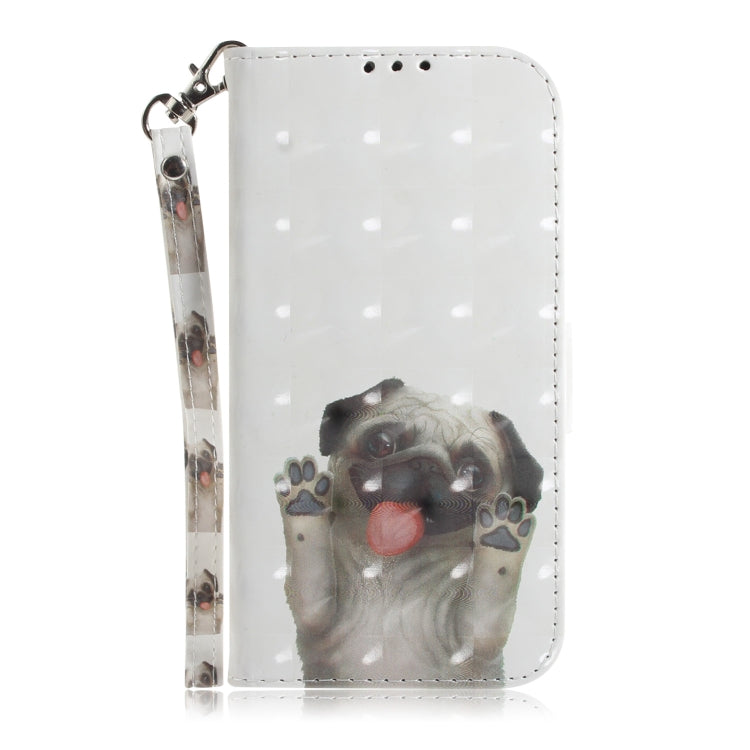 For iPhone 16e 3D Colored Horizontal Flip Leather Phone Case(Pug) - iPhone 16e Cases by buy2fix | Online Shopping UK | buy2fix