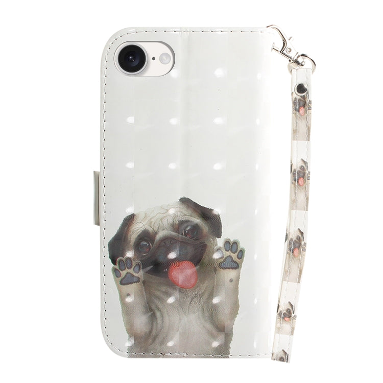 For iPhone 16e 3D Colored Horizontal Flip Leather Phone Case(Pug) - iPhone 16e Cases by buy2fix | Online Shopping UK | buy2fix