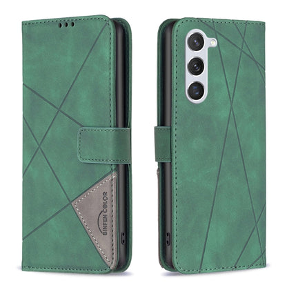 For Samsung Galaxy S24 5G Magnetic Buckle Rhombus Texture Leather Phone Case(Green) - Galaxy S24 5G Cases by buy2fix | Online Shopping UK | buy2fix