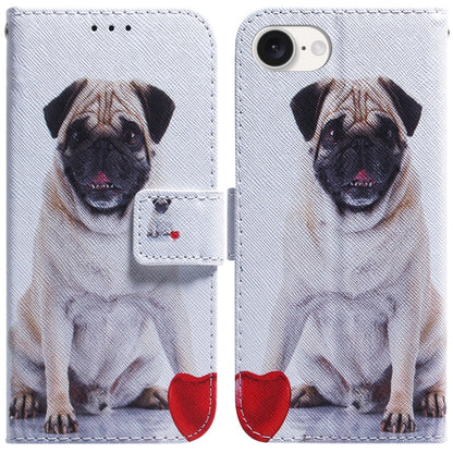 For iPhone 16e Coloured Drawing Flip Leather Phone Case(Pug) - iPhone 16e Cases by buy2fix | Online Shopping UK | buy2fix