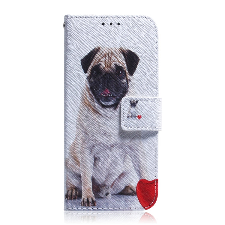 For iPhone 16e Coloured Drawing Flip Leather Phone Case(Pug) - iPhone 16e Cases by buy2fix | Online Shopping UK | buy2fix