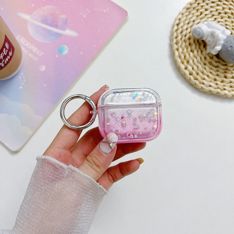 For AirPods Pro Transparent Glitter Bluetooth Earphone Protective Case(Pink) - For AirPods Pro by buy2fix | Online Shopping UK | buy2fix