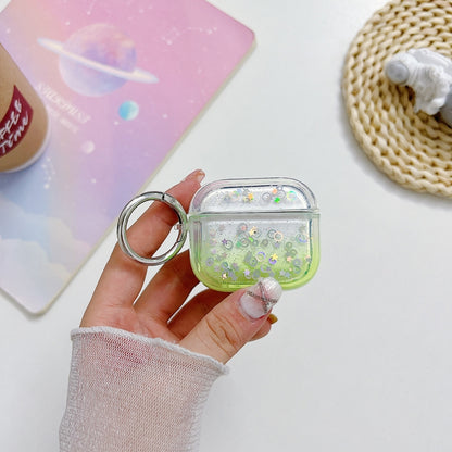 For AirPods Pro 2 Transparent Glitter Bluetooth Earphone Protective Case(Green) - For AirPods Pro 2 by buy2fix | Online Shopping UK | buy2fix