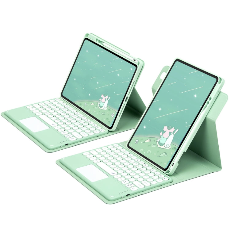 For iPad 10th Gen 10.9 2022 Round Button 360 Degree Rotatable Bluetooth Keyboard Leather Case with Touchpad(Mint Green) - Universal by buy2fix | Online Shopping UK | buy2fix