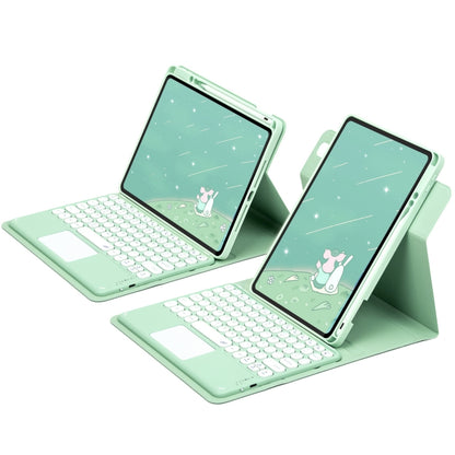 For iPad 10.2 2021 / Air 2019 Round Button 360 Degree Rotatable Bluetooth Keyboard Leather Case with Touchpad(Mint Green) - Universal by buy2fix | Online Shopping UK | buy2fix