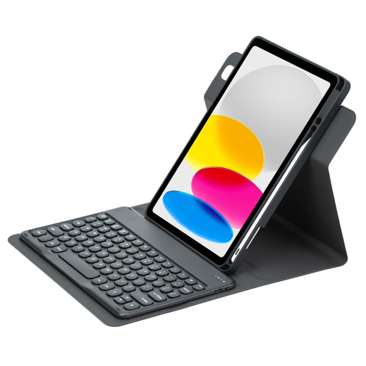 For iPad 10th Gen 10.9 2022 Round Button 360 Degree Rotatable Bluetooth Keyboard Leather Case(Black) - Universal by buy2fix | Online Shopping UK | buy2fix