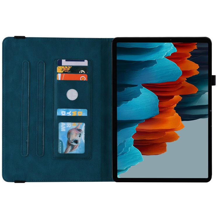 For Samsung Galaxy Tab S9 Butterfly Flower Embossed Leather Tablet Case(Blue) - Galaxy Tab S9 Cases by buy2fix | Online Shopping UK | buy2fix