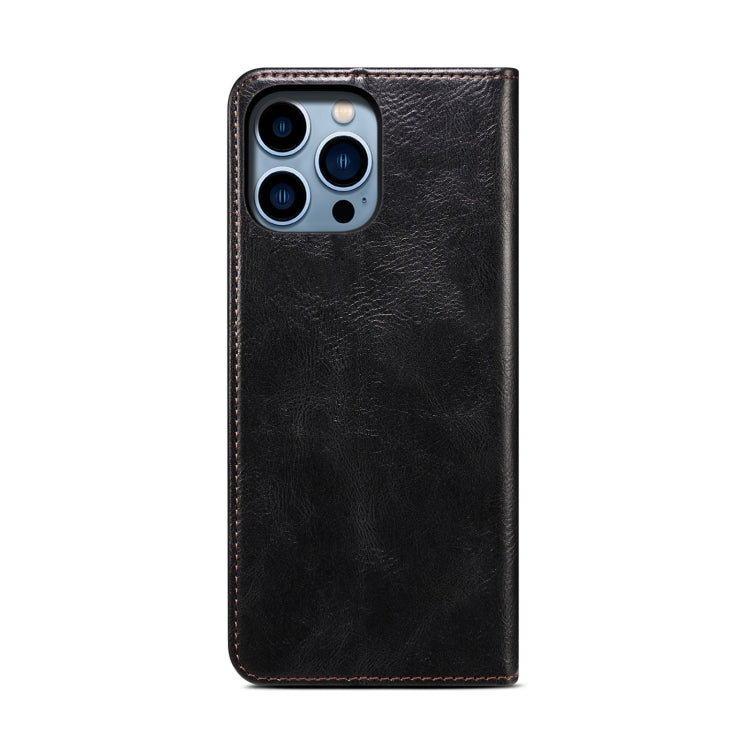 For iPhone 16 Pro Max Oil Wax Crazy Horse Texture Leather Phone Case(Black) - iPhone 16 Pro Max Cases by buy2fix | Online Shopping UK | buy2fix