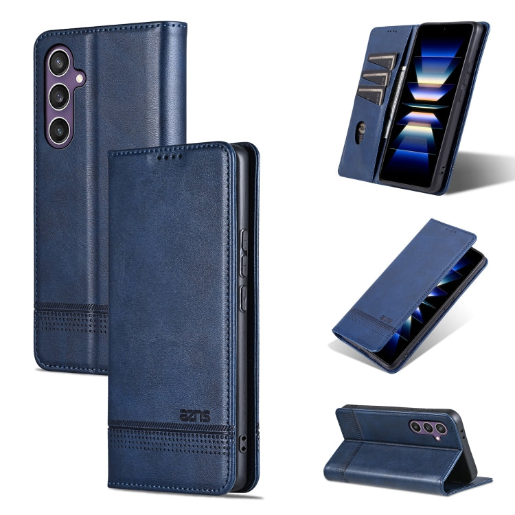 For Samsung Galaxy S24 5G AZNS Magnetic Calf Texture Flip Leather Phone Case(Dark Blue) - Galaxy S24 5G Cases by AZNS | Online Shopping UK | buy2fix