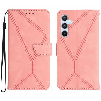 For Samsung Galaxy A05s Stitching Embossed Leather Phone Case(Pink) - Galaxy Phone Cases by buy2fix | Online Shopping UK | buy2fix