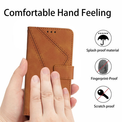 For Samsung Galaxy M15 5G Stitching Embossed Leather Phone Case(Brown) - Galaxy Phone Cases by buy2fix | Online Shopping UK | buy2fix