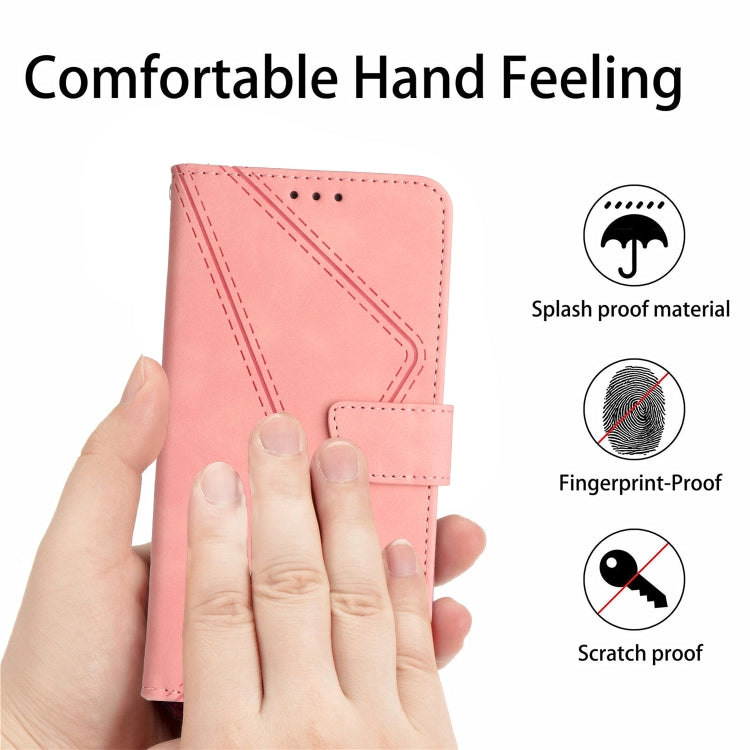 For Samsung Galaxy M55 Stitching Embossed Leather Phone Case(Pink) - Galaxy Phone Cases by buy2fix | Online Shopping UK | buy2fix