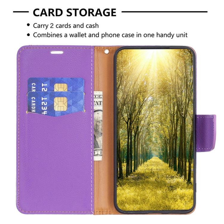 For Samsung Galaxy A15 Litchi Texture Pure Color Flip Leather Phone Case(Purple) - Galaxy Phone Cases by buy2fix | Online Shopping UK | buy2fix