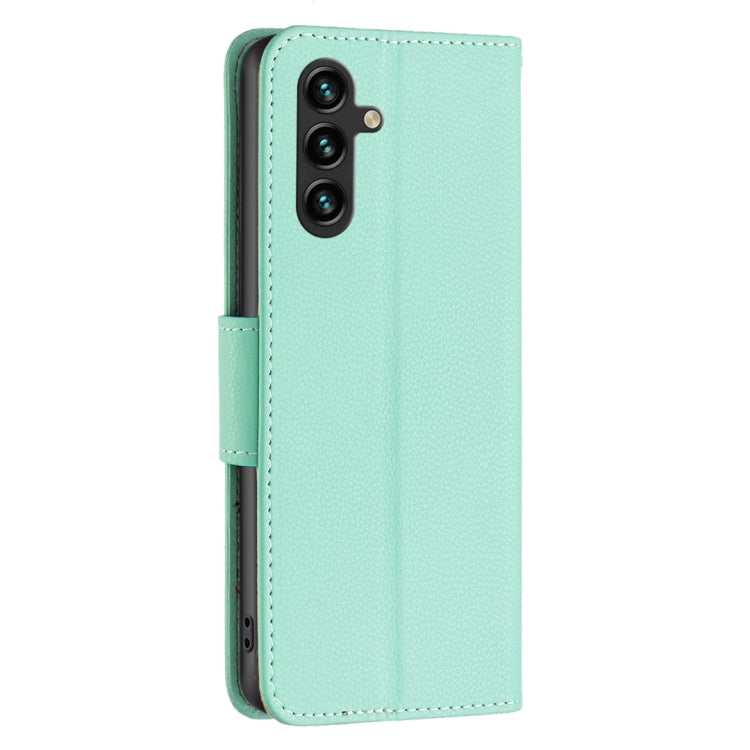 For Samsung Galaxy A15 Litchi Texture Pure Color Flip Leather Phone Case(Green) - Galaxy Phone Cases by buy2fix | Online Shopping UK | buy2fix