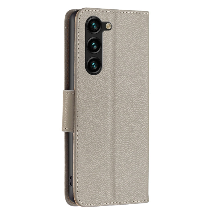 For Samsung Galaxy S24+ 5G Litchi Texture Pure Color Flip Leather Phone Case(Grey) - Galaxy S24+ 5G Cases by buy2fix | Online Shopping UK | buy2fix
