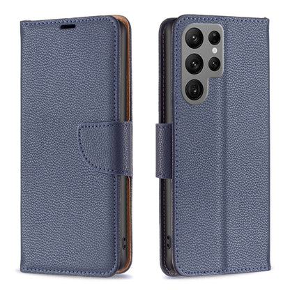 For Samsung Galaxy S24 Ultra 5G Litchi Texture Pure Color Flip Leather Phone Case(Blue) - Galaxy S24 Ultra 5G Cases by buy2fix | Online Shopping UK | buy2fix