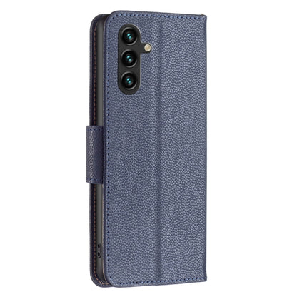 For Samsung Galaxy A35 Litchi Texture Pure Color Flip Leather Phone Case(Blue) - Galaxy Phone Cases by buy2fix | Online Shopping UK | buy2fix