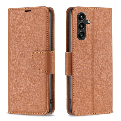 For Samsung Galaxy A55 Litchi Texture Pure Color Flip Leather Phone Case(Brown) - Galaxy Phone Cases by buy2fix | Online Shopping UK | buy2fix