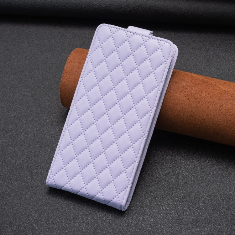 For iPhone 16 Plus Diamond Lattice Vertical Flip Leather Phone Case(Purple) - iPhone 16 Plus Cases by buy2fix | Online Shopping UK | buy2fix