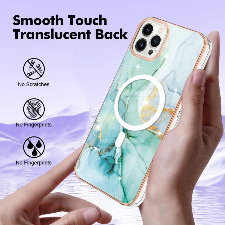 For iPhone 14 Pro Max Marble Pattern Dual-side IMD Magsafe TPU Phone Case(Green 003) - iPhone 14 Pro Max Cases by buy2fix | Online Shopping UK | buy2fix