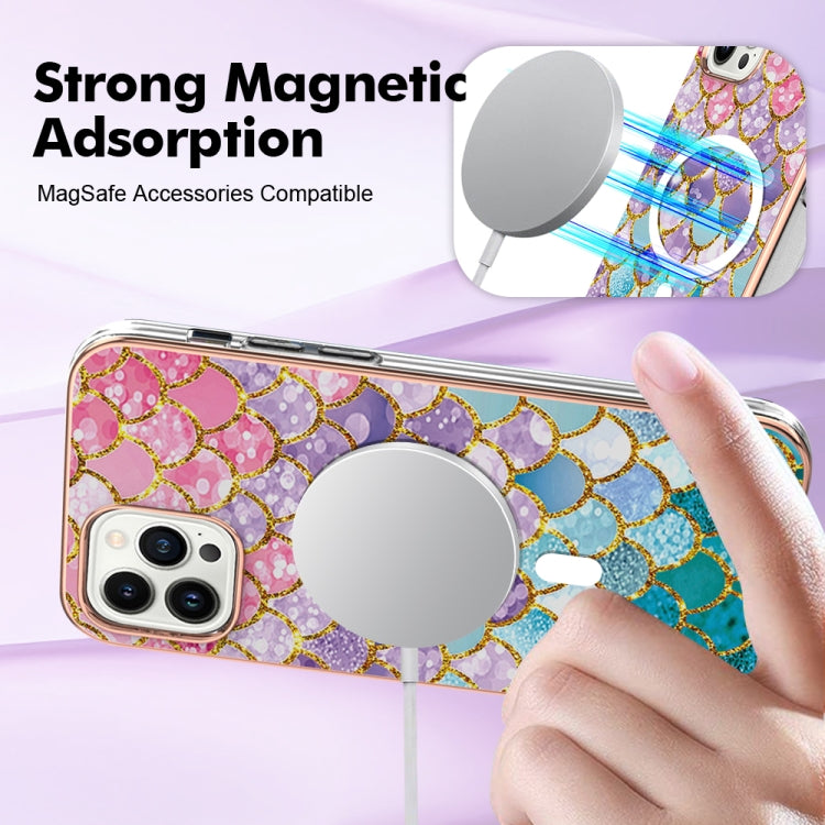 For iPhone 15 Pro Max Marble Pattern Dual-side IMD Magsafe TPU Phone Case(Colorful Scales) - iPhone 15 Pro Max Cases by buy2fix | Online Shopping UK | buy2fix